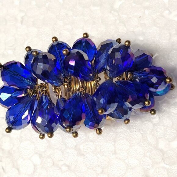 Indigo Blue Crystal Flamboyant Crystal Cluster Ring - Picture 5 of 9